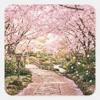 Kersenbloesembomen Vierkante Sticker