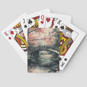 Kersenbloesembrug Sumi-E Landschap Pokerkaarten