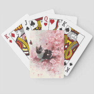 Kersenbloesemkat en Vlinders (8) Pokerkaarten
