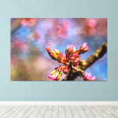 Kersenbloesemknoppen. Het Begin Van De Lente Canvas Afdruk (Insitu (Houten vloer))