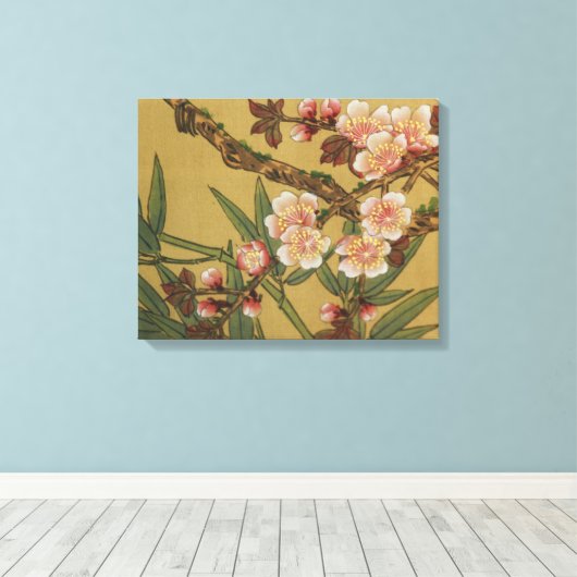 kersenbloesems aziatisch japans canvas afdruk (Insitu (Houten vloer))