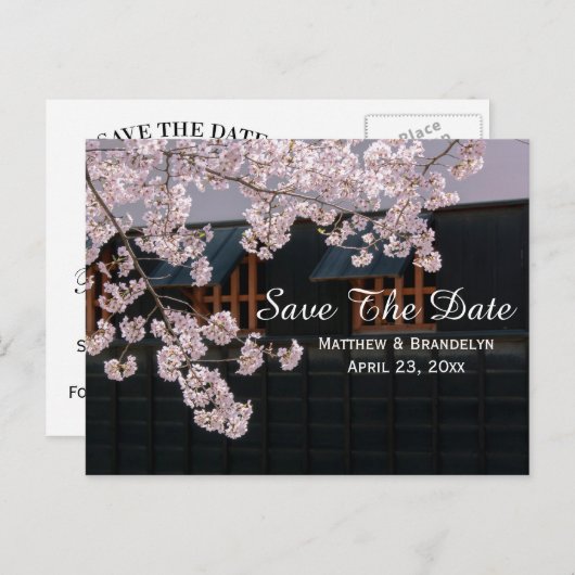 Kersenbloesems Bewaar de datum Trouwpost Kaart (Voorkant / Achterkant)