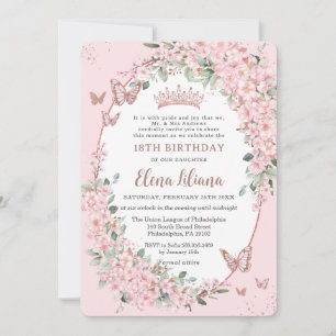 Kersenbloesems Bloemenvlinders 18e verjaardag Kaart