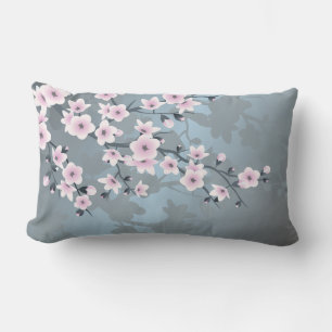Kersenbloesems Bloemige Stof Roze Blauw Kussen