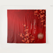 Kersenbloesems Chinese bruiloft achtergrond Wandkleed (Voorkant (horizontaal))