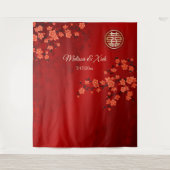 Kersenbloesems Chinese bruiloft achtergrond Wandkleed (Voorkant)