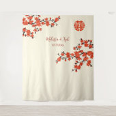 Kersenbloesems CreamChinese bruiloft achtergrond Wandkleed (Voorkant)