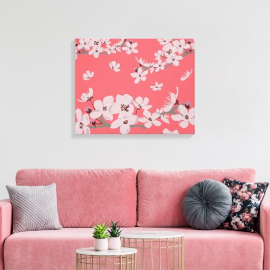Kersenbloesems Drijvende Bloemen Canvas Afdruk (Insitu (Woonkamer))