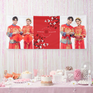 Kersenbloesems & Dubbel Geluk Chinese Trouwdag Spandoek