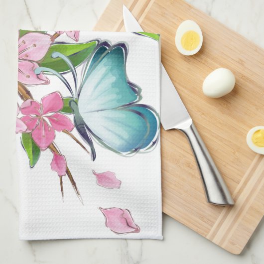 Kersenbloesems en vlinders Amerikaanse MoJo Kit Theedoek (Quarter Fold)