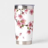 Kersenbloesems en vlinders gepersonaliseerd geïsoleerde drinkbeker (Links)