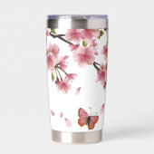 Kersenbloesems en vlinders gepersonaliseerd geïsoleerde drinkbeker (Voorkant)