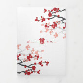 Kersenbloesems foto tweetalige Chinese bruiloft Drieluik Uitnodiging (Cover)