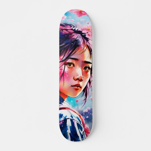 Kersenbloesems Japans Meisje Skateboard (Voorkant)