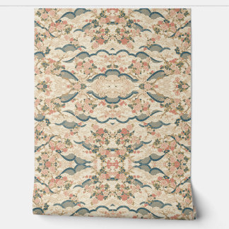 Kersenbloesems, Kanji in roze, blauw en goud Behang