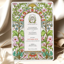 Kersenbloesems & korenbloemen Art Nouveau bruiloft