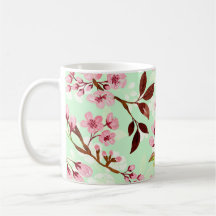Kersenbloesems Mint Achtergrond Koffie Mok