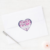 Kersenbloesems Navy & Fuchsia Tortelduifjes Hart Sticker (Envelop)