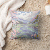 Kersenbloesems pastel Waterverf landschap Kussen (Deken)
