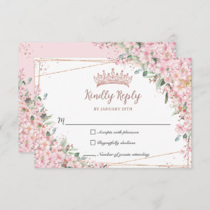 Kersenbloesems Roos Goudzoet 16 Quinceañera XV RSVP Kaartje