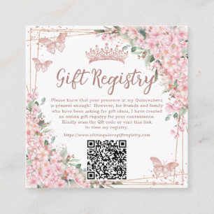 Kersenbloesems Roze Goud Quinceanera QR Cadeau Informatiekaartje