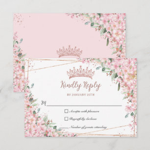 Kersenbloesems Roze Goud Zoete 16 Quinceañera XV RSVP Kaartje