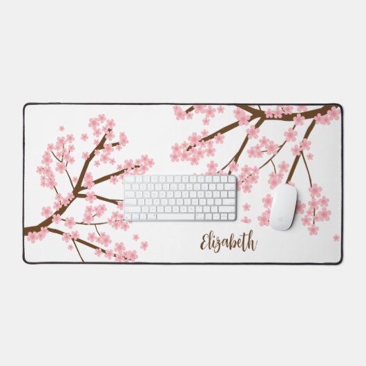 Kersenbloesems Sakura Custom Naam Monogram Bureaumat (Keyboard & Muis)
