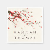 Kersenbloesems (Sakura) Waterverf Bloemenbruiloft Servetten (Voorkant)