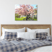Kersenbloesems verpakt canvas afdruk (Insitu (Slaapkamer))