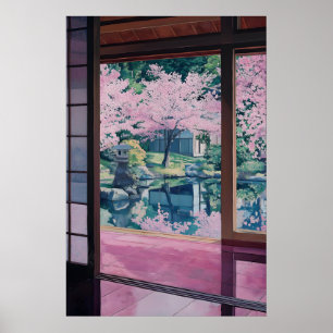 Kersenbloesemtuin Kunstprint Japanse Theetuin Poster