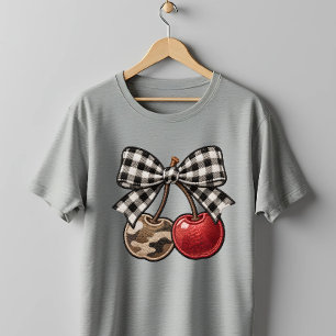 Kersenbom Camo & Plaid Nepborduurwerk T-shirt