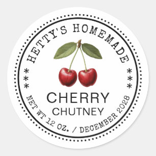 Kersenchutney sticker voor zelfgemaakte recepten