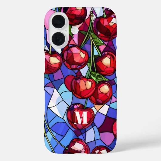 Kersenfruit Glas in lood monogram Case-Mate iPhone Case (Achterkant)