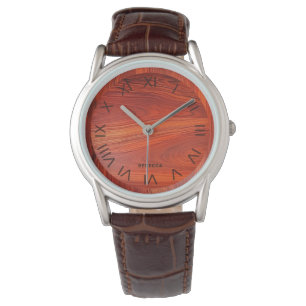 Kersenhout textuur op maat gemaakte monogram. horloge