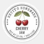 Kersenjam inblikken sticker met kersen (Voorkant)