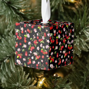 Kersenpatroon 2 kubus ornament