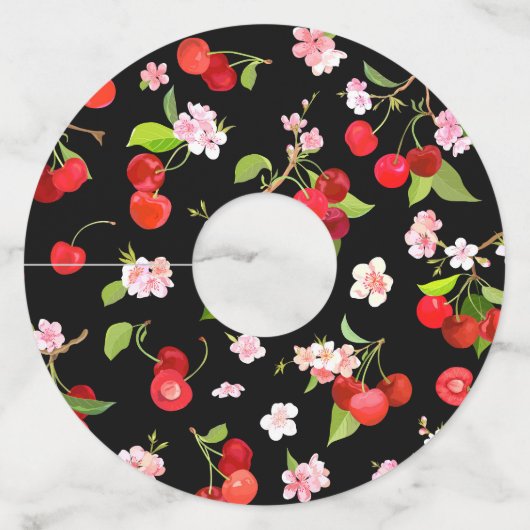 Kersenpatroon 2 wijnglaslabel (Voorkant)