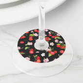 Kersenpatroon 2 wijnglaslabel (Dichtbij)