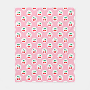 Kersenpatroon – Retro Fruit Cadeau & Decoratie Fleece Deken
