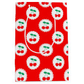 Kersenpatroon – Retro Fruit Cadeau & Decoratie Medium Cadeauzakje (Voorkant)