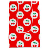 Kersenpatroon – Retro Fruit Cadeau & Decoratie Medium Cadeauzakje (Achterkant)