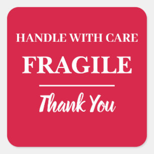 Kersenrode Fragiele Label Vierkante Sticker