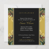 Kersenrood Fractal Kant Satijn Eettafel Feest Kaart (Achterkant)