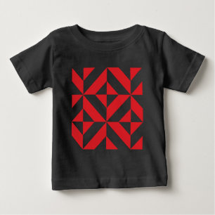 Kersenrood geometrisch deco kubuspatroon