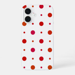 Kersenrood met polka stippen op wit iPhone 16 hoesje