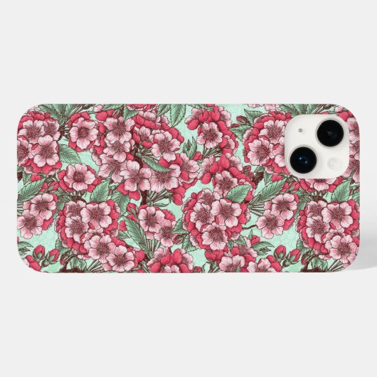 Kersensbloesem in roze en munt Case-Mate iPhone case (Achterkant (horizontaal))