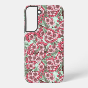 Kersensbloesem in roze en munt samsung galaxy hoesje