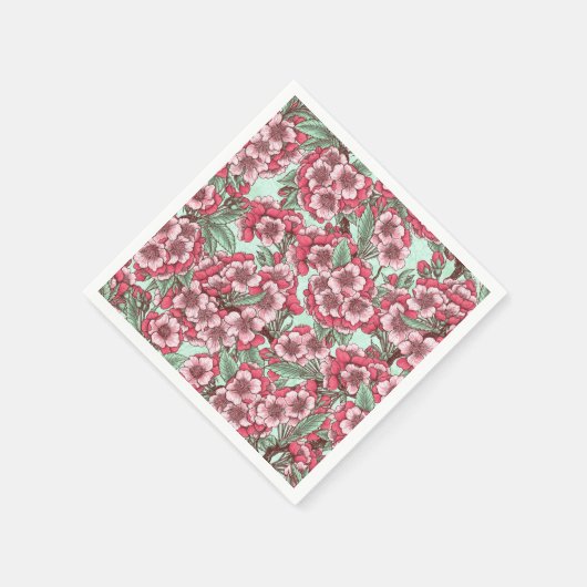 Kersensbloesem in roze en munt servet (Hoek)