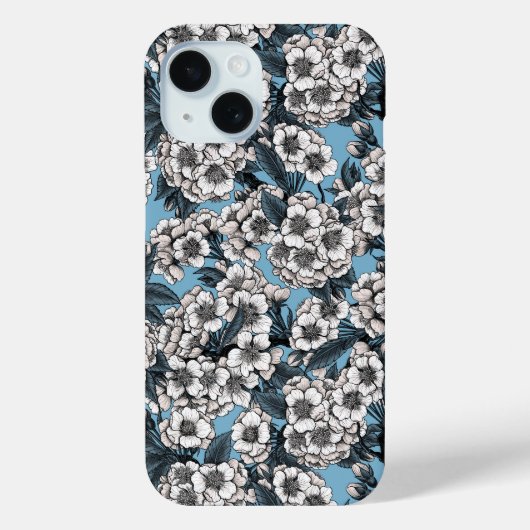 Kersensbloesem in wit en blauw Case-Mate iPhone case (Achterkant)