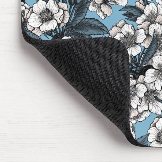 Kersensbloesem in wit en blauw muismat (Hoek)